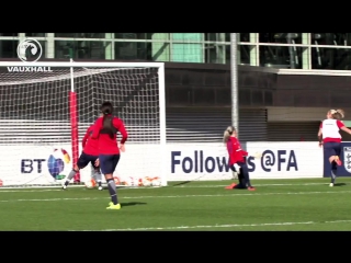 Cheeky! check out @toni duggan's neat finish in training at @stgeorgespark #lionesses