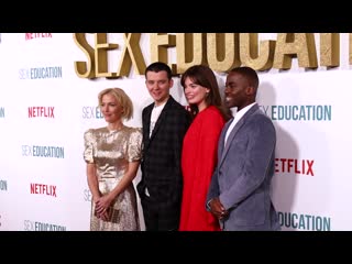 Sex education season 2 photocall gillian anderson, asa butterfield, emma mackey, ncuty gatwa