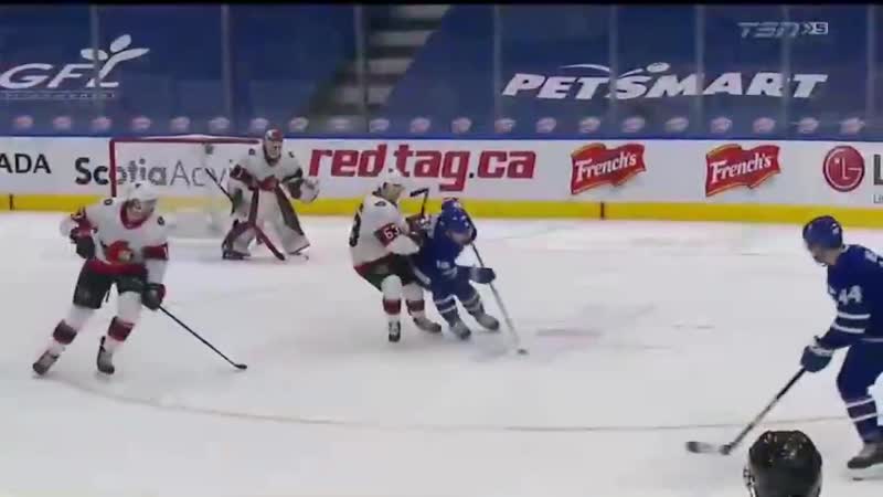 Evgenii dadonov on the breakaway in overtime! the senators come back down 5 1 to beat the leafs! oh my