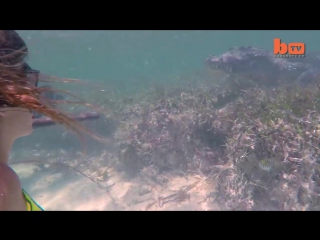 Snap shot model poses underwater inches from deadly crocodiles