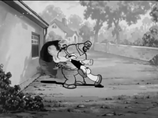 Popeye knocking bluto out of his outline (from 1937)