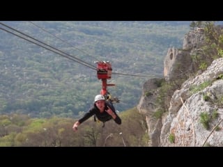 Троллей (zipline) в парке тетис