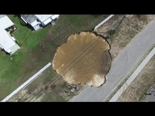 Raw video drone captures amazing view of massing sinkhole in tarpon springs