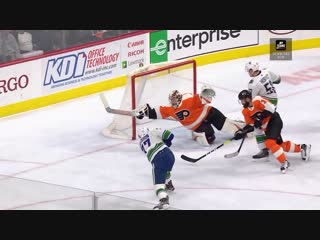 Carter hart dives across to rob goldobin with miraculous save