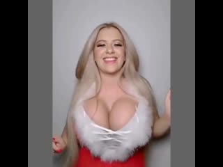 Big tits, shaking, happy new year, big boobs, bouncing, большие сиськи прыгают, трясет большой грудью