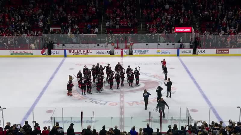 Justin williams bowls a strike to celebrate hurricanes win