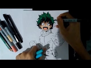 Speed drawing midoriya izuku (boku no hero academia) desenhando deku