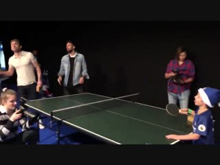 Olivier giroud was put to the sword on the ping pong table!