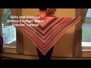 Glitz and glamour triangle granny shawl crochet tutorial ice yarns magic glitz