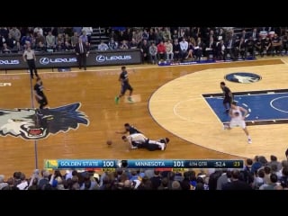 Rudio (min) makes contact with curry (gsw) that affects his ability to retrieve the loose ball