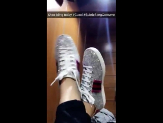 New video parineetichopra excited wearing a @gucci shoe for a song shoot ))