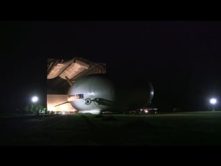 Airlander 10 exiting its hangar for the first time