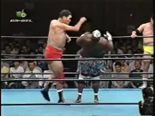 Giant baba/rusher kimura/mitsuo momota vs haruka eigen/masanobu fuchi/giant kimala ii