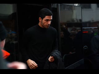 @m8arteta our head coach arrives for his first game in charge of the arsenal bouars