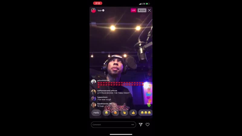 Tyga in the studio on instagramlive