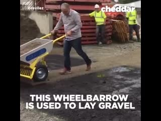 This wheelbarrow is used to evenly lay gravel