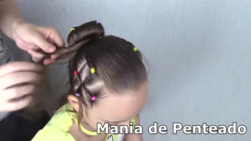 Penteado infantil com ligas em amarração ou coque rubber band hairstyle with ponytail or bun