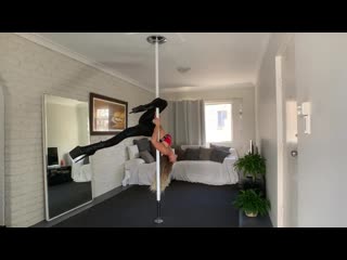 Pole dance transition outside leghang to flatline scorpio tutorial