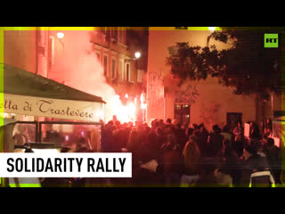 Dozens rally in solidarity with imprisoned anarchist in rome