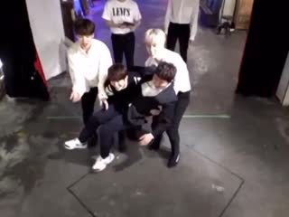 They were supposed to carry the guy but they dropped him twice and byeongkwan just kept dancing