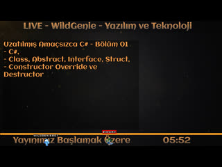 Live wildgenie yazılım ve teknoloji uzatılmış amaçsızca c# bölüm 01