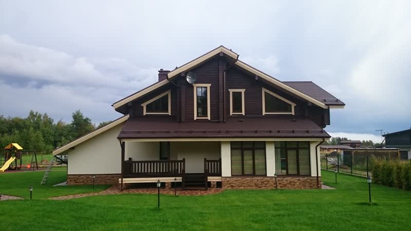 Двухэтажный комбинированный загородный дом в поселке коробицыно ленинградской области