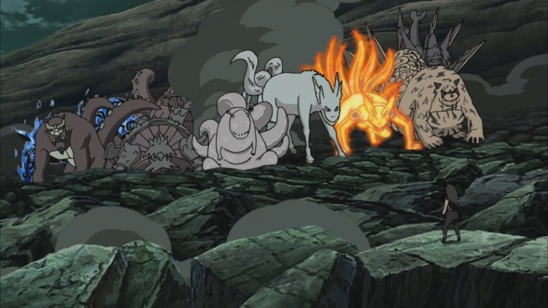 Хвостатые, наруто, би и гаара против мадары