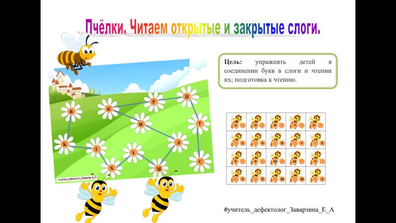 Пчёлки читаем открытые и закрытые слоги