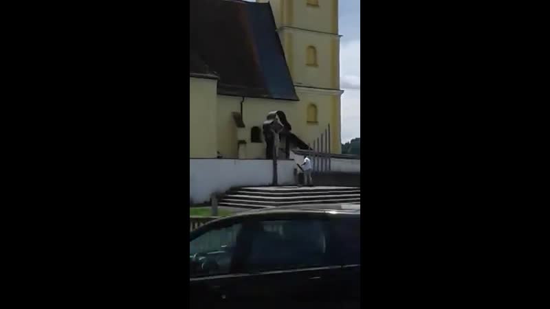 Moslem brutally invaded jesus cross in st marein near graz austria