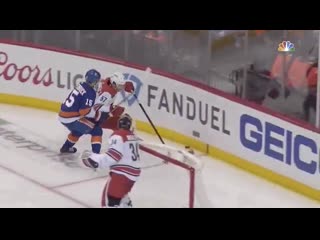 Heres the clutterbuck hit on van riemsdyk early in the game that sent tvr to the locker room