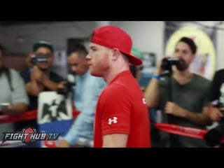 Canelo alvarez shows fast feet reflexes shadow boxing at media workout canelo vs smith video