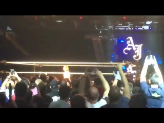 Footage of aj styles defeating kevin owens at wwe msg