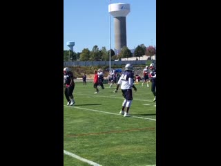 Long, animated conversation between tom brady and antonio brown during the warmup period