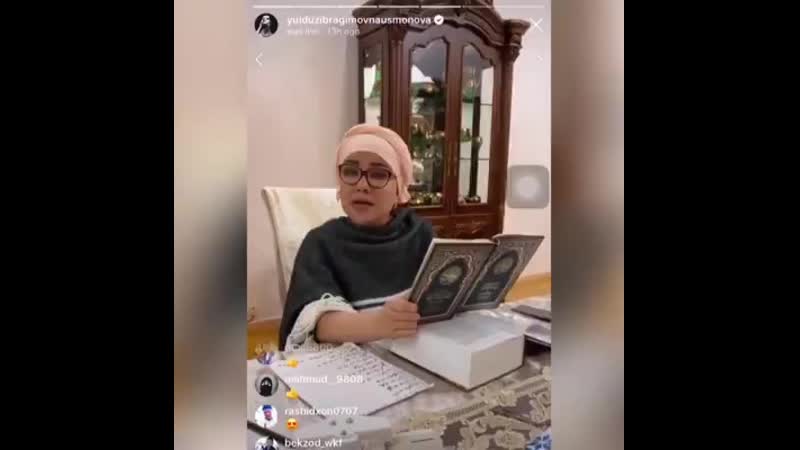 Юлдуз усмонова инстаграмда жонли эфирда диндан дарс беришни бошлаб юборди охири баҳайр бўлсин