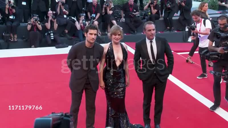 Emmanuelle seigner, jean dujardin, louis garrel at 'j'accuse' red carpet arrivals 76th venice film festival