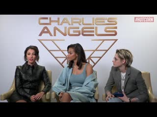 Charlies angels kristen stewart, naomi scott ella balinska interview hot corn