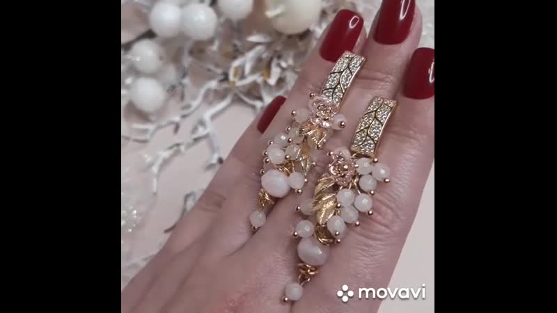 Серьги розовый кварц