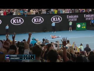 @nickkyrgios is through to the ausopen fourth round for the third time, def karen