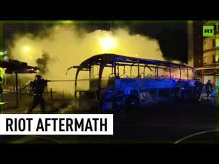 Vehicles burn in nanterre as france gripped with protests