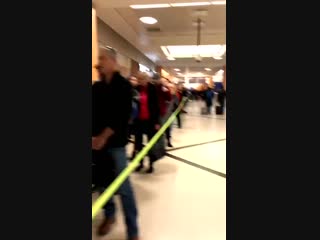 The line waiting to get through tsa security at the atlanta airport this morning