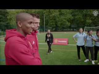 Morgan schneiderlin and ashley young take on levenshulme high school for fa girls football week