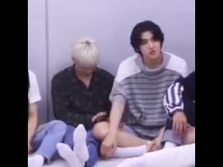 Changgu in his own world just patting wooseok leg