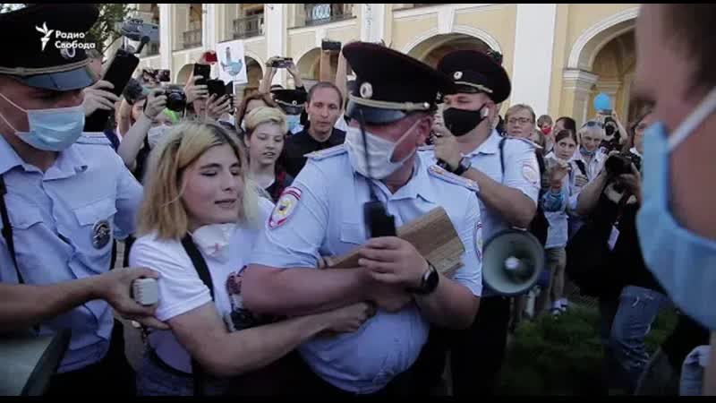 Задержания на акции в поддержку хабаровска в петербурге