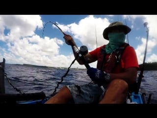 Kayak fishing on guam (hd) green on blue mahi mahi from hobie outback