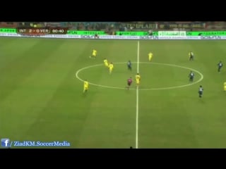 Rodrigo palacio playing as a goal keeper in intermilan match vs hellas verona coppa italia 2013