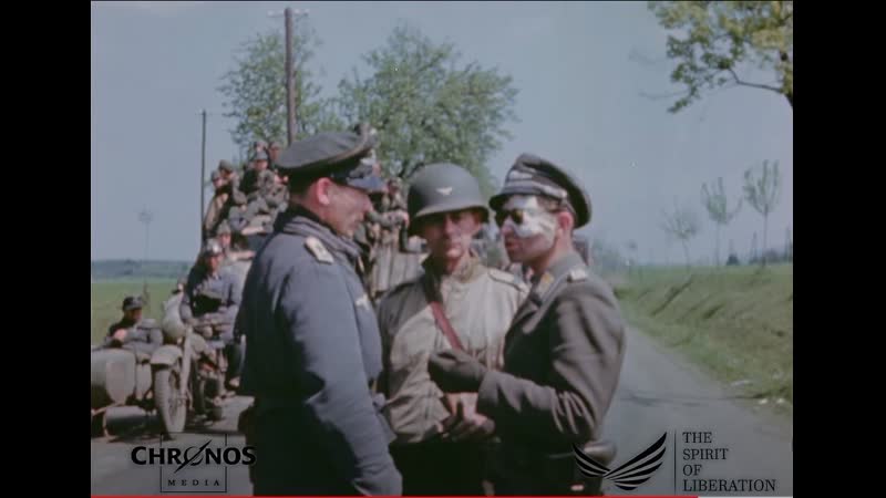 German wehrmacht driving in to surrender to us near prague (1945)