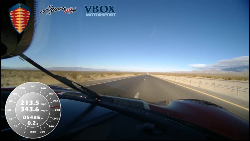 Koenigsegg agera rs hits 284 mph vbox verified