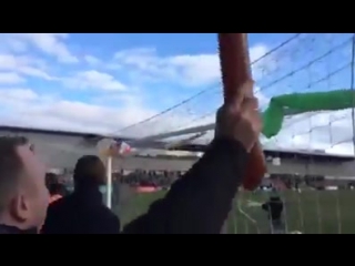 Grimsby fans response after a fellow supporter was ejected from the ground for having an inflatable off!