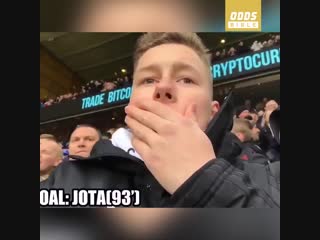 This leicester fan's reaction to wolves' last minute winner after giving it large is brilliant 😂😂