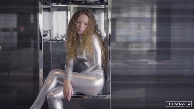 Blonde angel sexy kira in shiny metallic lycra zentai catsuit